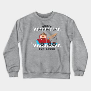 Vector illustration of contruction vehicle with cute litle animal driver. Crewneck Sweatshirt